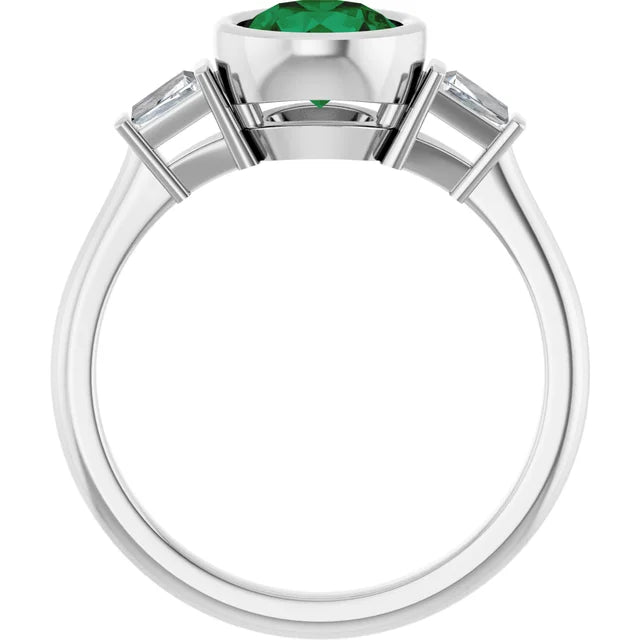 Lab Grown Gemstone and Diamond Round Cut Ring