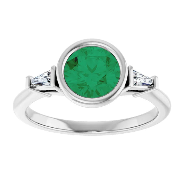 Lab Grown Gemstone and Diamond Round Cut Ring