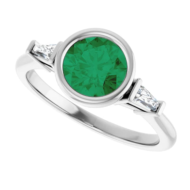 Lab Grown Gemstone and Diamond Round Cut Ring