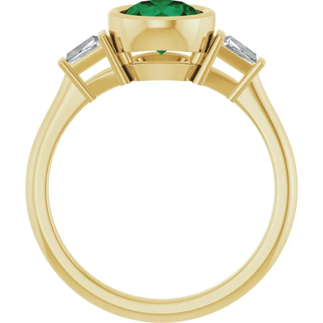 Lab Grown Gemstone and Diamond Round Cut Ring