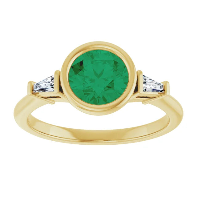 Lab Grown Gemstone and Diamond Round Cut Ring