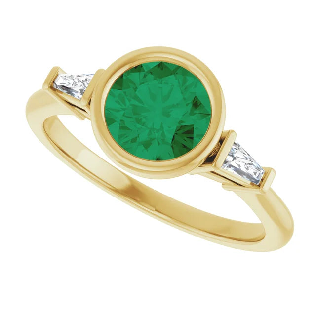 Lab Grown Gemstone and Diamond Round Cut Ring