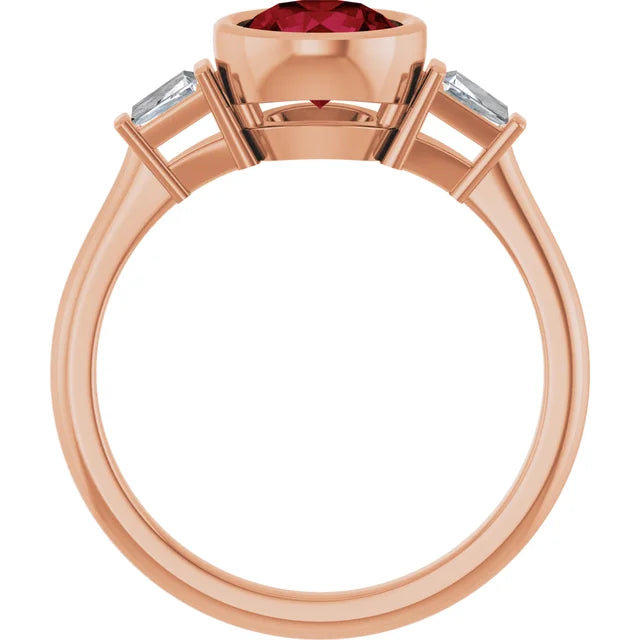 Lab Grown Gemstone and Diamond Round Cut Ring