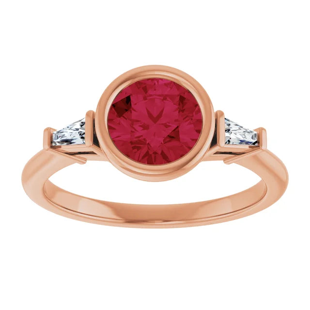 Lab Grown Gemstone and Diamond Round Cut Ring