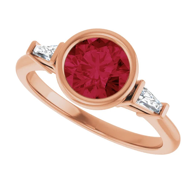 Lab Grown Gemstone and Diamond Round Cut Ring