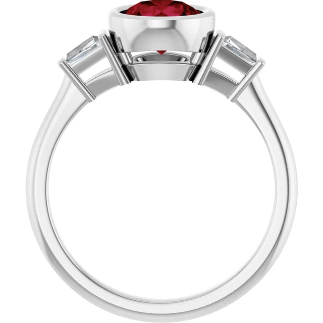 Lab Grown Gemstone and Diamond Round Cut Ring