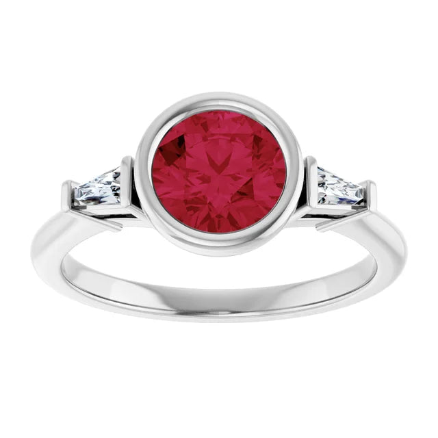 Lab Grown Gemstone and Diamond Round Cut Ring