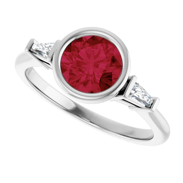 Lab Grown Gemstone and Diamond Round Cut Ring