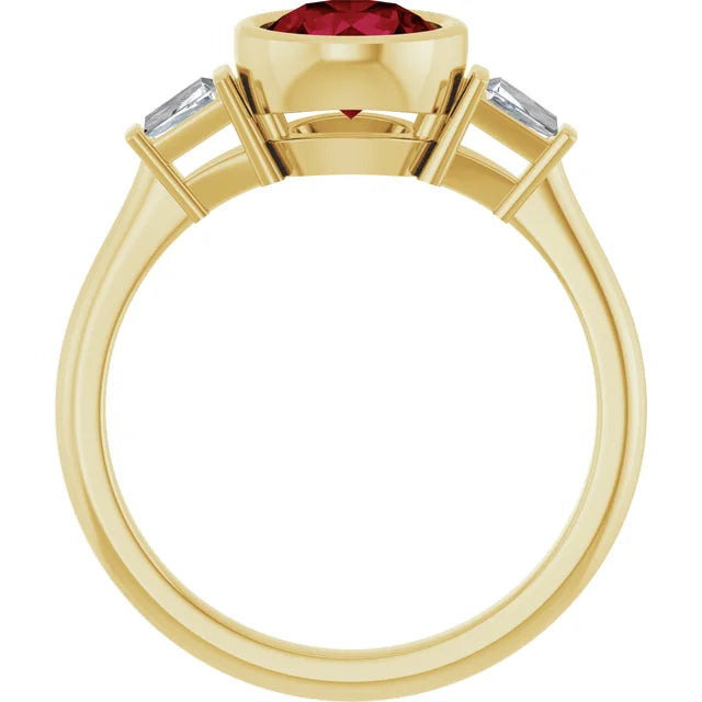 Lab Grown Gemstone and Diamond Round Cut Ring