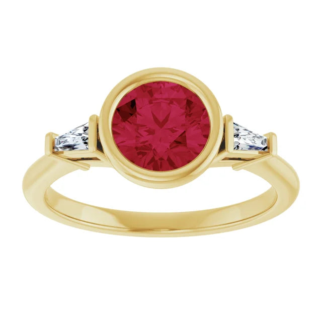 Lab Grown Gemstone and Diamond Round Cut Ring