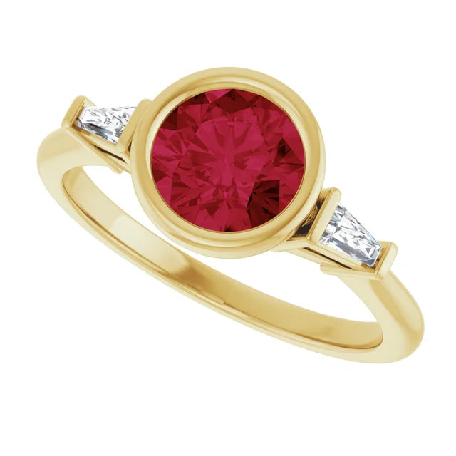 Lab Grown Gemstone and Diamond Round Cut Ring