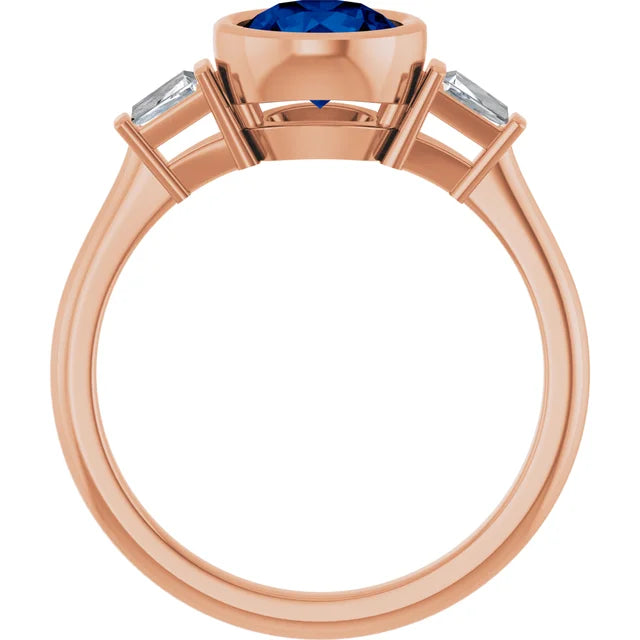 Lab Grown Gemstone and Diamond Round Cut Ring