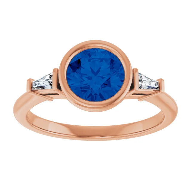 Lab Grown Gemstone and Diamond Round Cut Ring