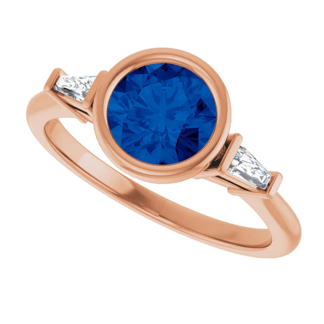 Lab Grown Gemstone and Diamond Round Cut Ring