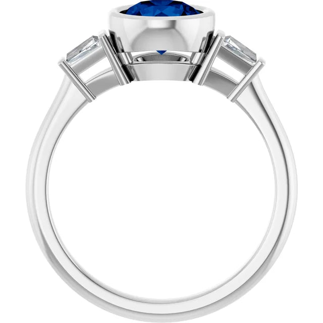 Lab Grown Gemstone and Diamond Round Cut Ring
