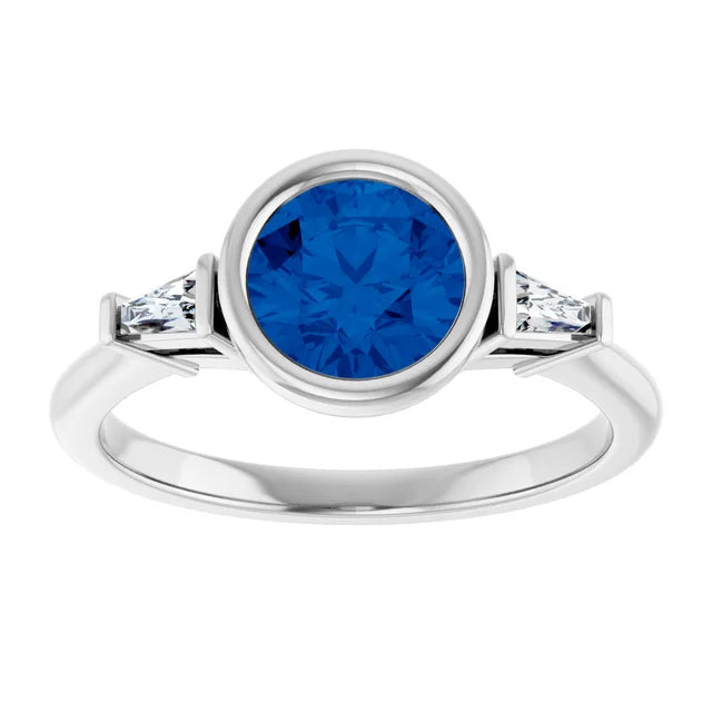 Lab Grown Gemstone and Diamond Round Cut Ring