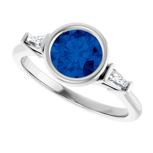Lab Grown Gemstone and Diamond Round Cut Ring