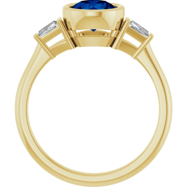 Lab Grown Gemstone and Diamond Round Cut Ring
