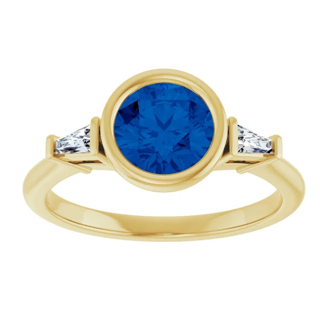 Lab Grown Gemstone and Diamond Round Cut Ring