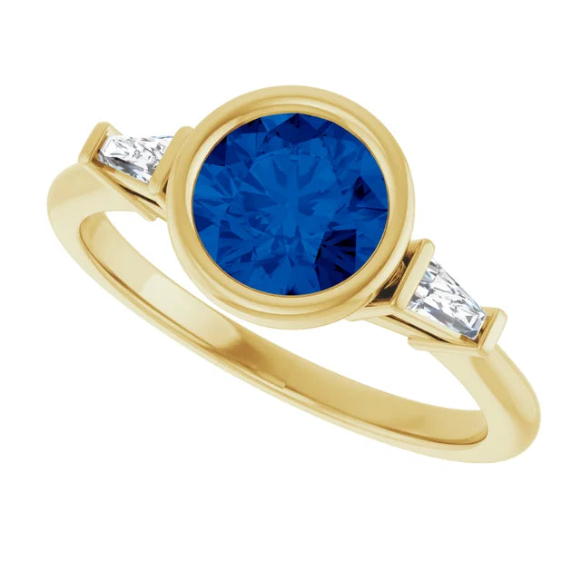 Lab Grown Gemstone and Diamond Round Cut Ring