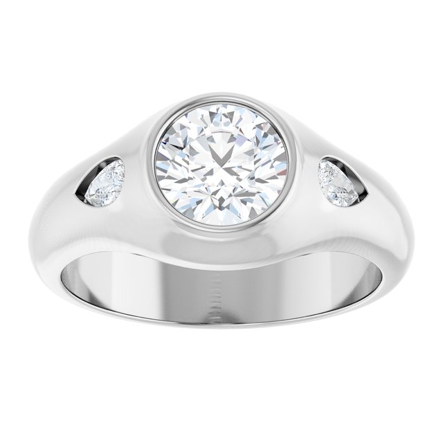 dua-bezel-set-signet-style-engagement-ring-with-flush-pear-shape-diamonds