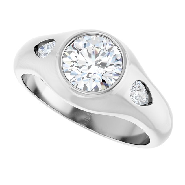 dua-bezel-set-signet-style-engagement-ring-with-flush-pear-shape-diamonds