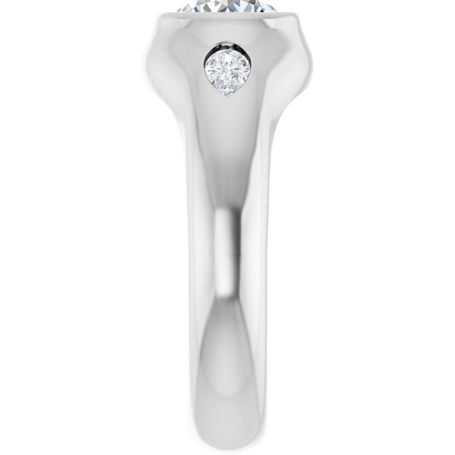 dua-bezel-set-signet-style-engagement-ring-with-flush-pear-shape-diamonds