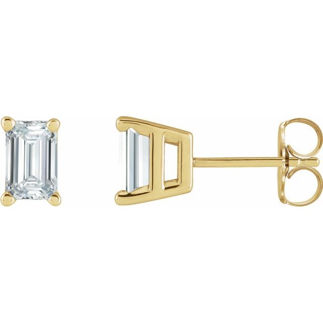 10K Yellow Gold Lab-Grown Diamond TDW 0.62ct AUDREY Lab-Grown Emerald cut Diamond Earrings Jewelry