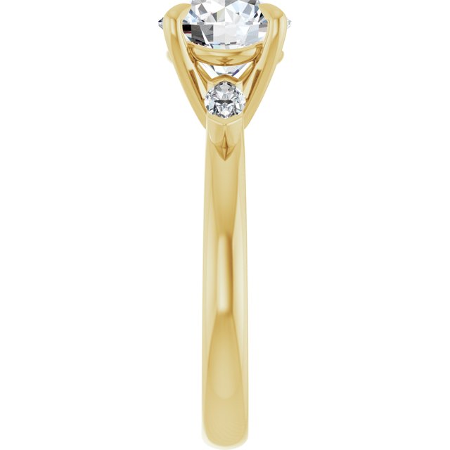 LUCIA Trilogy Round Engagement Ring with Marquise Accent Diamonds - 18K Yellow Gold - View 4