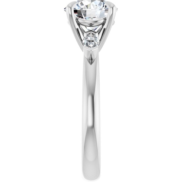 LUCIA Trilogy Round Engagement Ring with Marquise Accent Diamonds - Platinum - View 4