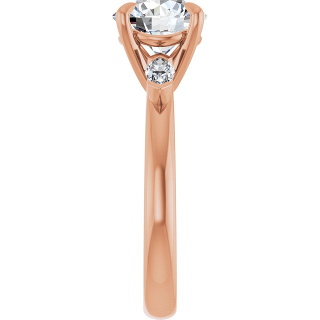 LUCIA Trilogy Round Engagement Ring with Marquise Accent Diamonds - 18K Rose Gold - View 4