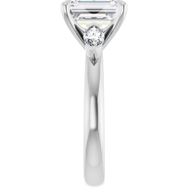 LUCIA Trilogy Emerald Engagement Ring with Marquise Accent Diamonds - Platinum - View 4