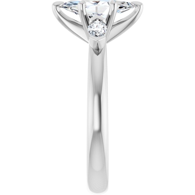 LUCIA Trilogy Marquise Engagement Ring with Marquise Accent Diamonds - Platinum - View 4