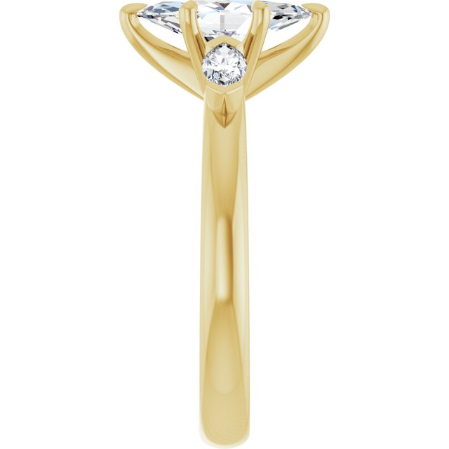 LUCIA Trilogy Marquise Engagement Ring with Marquise Accent Diamonds - 18K Yellow Gold - View 4