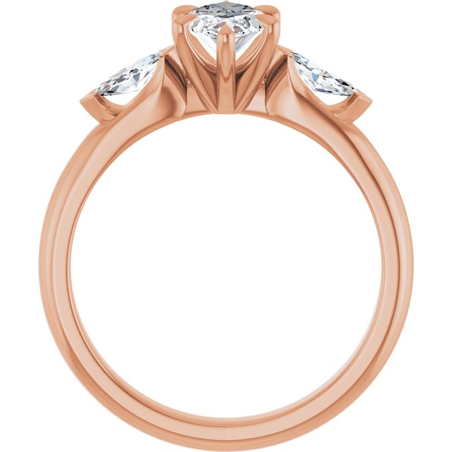 LUCIA Trilogy Marquise Engagement Ring with Marquise Accent Diamonds - 18K Rose Gold - View 2