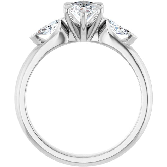 LUCIA Trilogy Marquise Engagement Ring with Marquise Accent Diamonds - Platinum - View 2