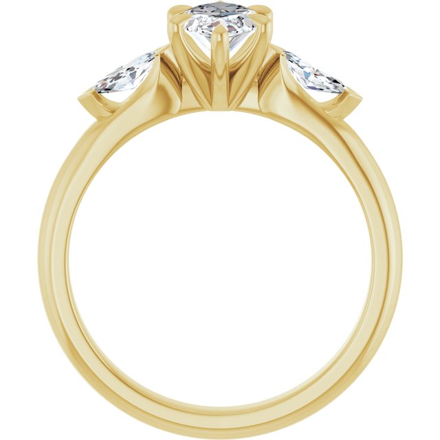 LUCIA Trilogy Marquise Engagement Ring with Marquise Accent Diamonds - 18K Yellow Gold - View 2