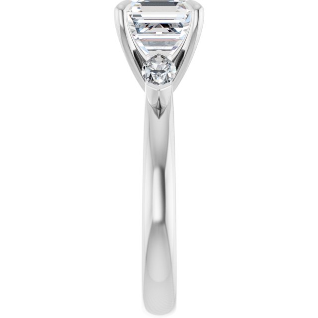 LUCIA Trilogy Asscher Engagement Ring with Marquise Accent Diamonds - Platinum - View 4