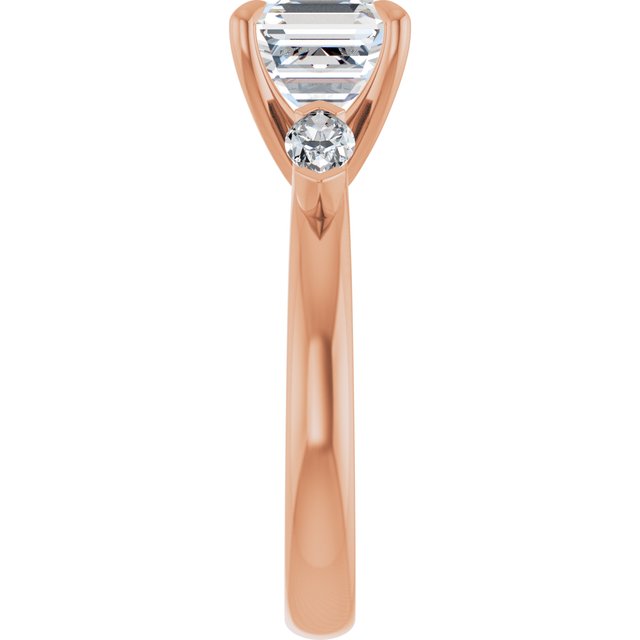 LUCIA Trilogy Asscher Engagement Ring with Marquise Accent Diamonds - 18K Rose Gold - View 4