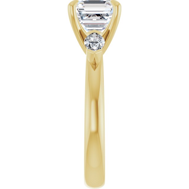 LUCIA Trilogy Asscher Engagement Ring with Marquise Accent Diamonds - 18K Yellow Gold - View 4