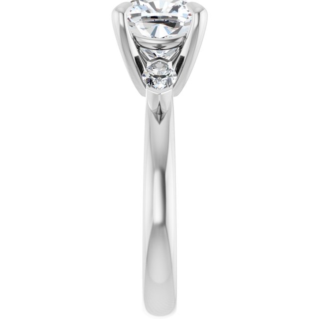 LUCIA Trilogy Cushion Engagement Ring with Marquise Accent Diamonds - Platinum - View 4