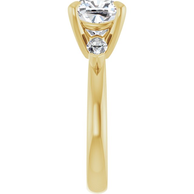 LUCIA Trilogy Cushion Engagement Ring with Marquise Accent Diamonds - 18K Yellow Gold - View 4