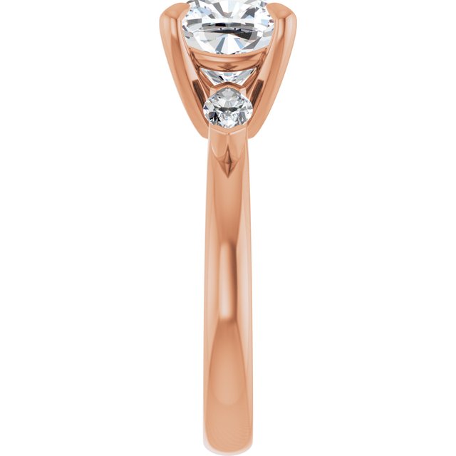 LUCIA Trilogy Cushion Engagement Ring with Marquise Accent Diamonds - 18K Rose Gold - View 4