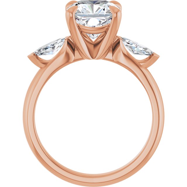 LUCIA Trilogy Cushion Engagement Ring with Marquise Accent Diamonds - 18K Rose Gold - View 2