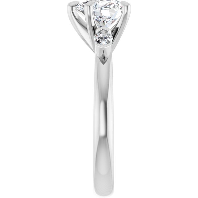 LUCIA Trilogy Heart Engagement Ring with Marquise Accent Diamonds - Platinum - View 4