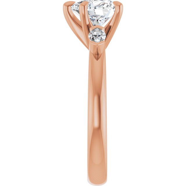 LUCIA Trilogy Heart Engagement Ring with Marquise Accent Diamonds - 18K Rose Gold - View 4