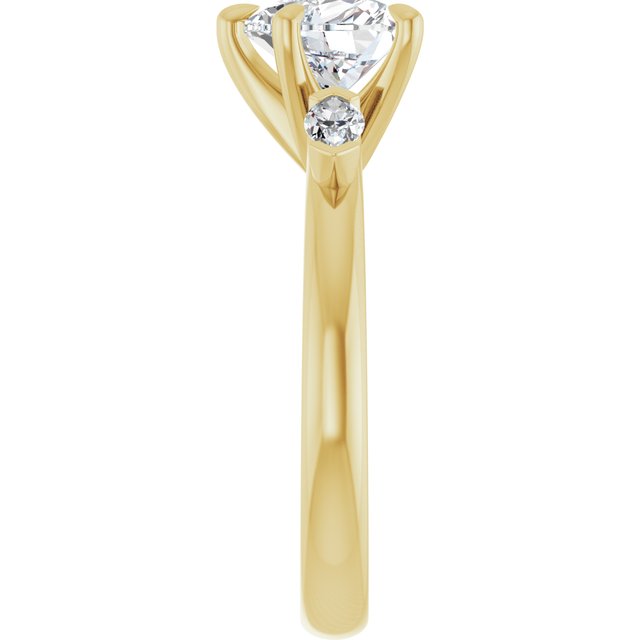 LUCIA Trilogy Heart Engagement Ring with Marquise Accent Diamonds - 18K Yellow Gold - View 4
