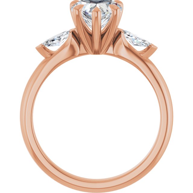 LUCIA Trilogy Heart Engagement Ring with Marquise Accent Diamonds - 18K Rose Gold - View 2