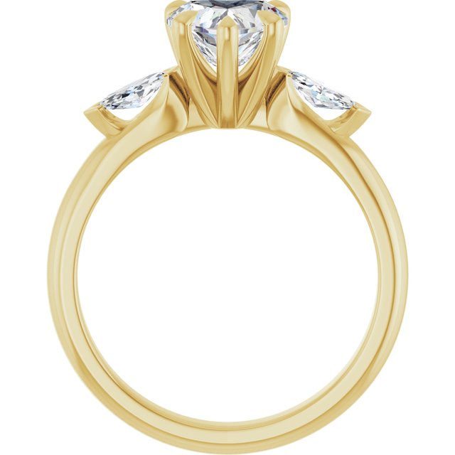 LUCIA Trilogy Heart Engagement Ring with Marquise Accent Diamonds - 18K Yellow Gold - View 2