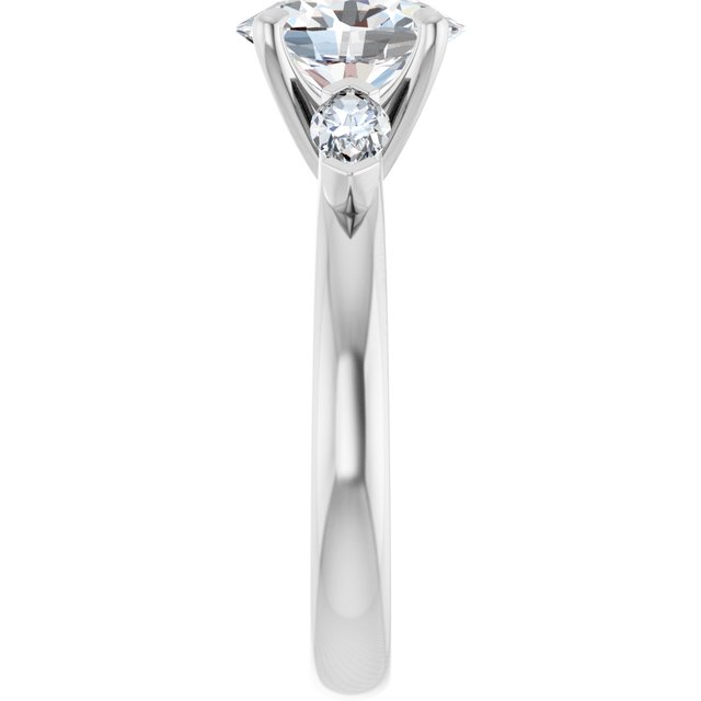 LUCIA Trilogy Oval Engagement Ring with Marquise Accent Diamonds - Platinum - View 4